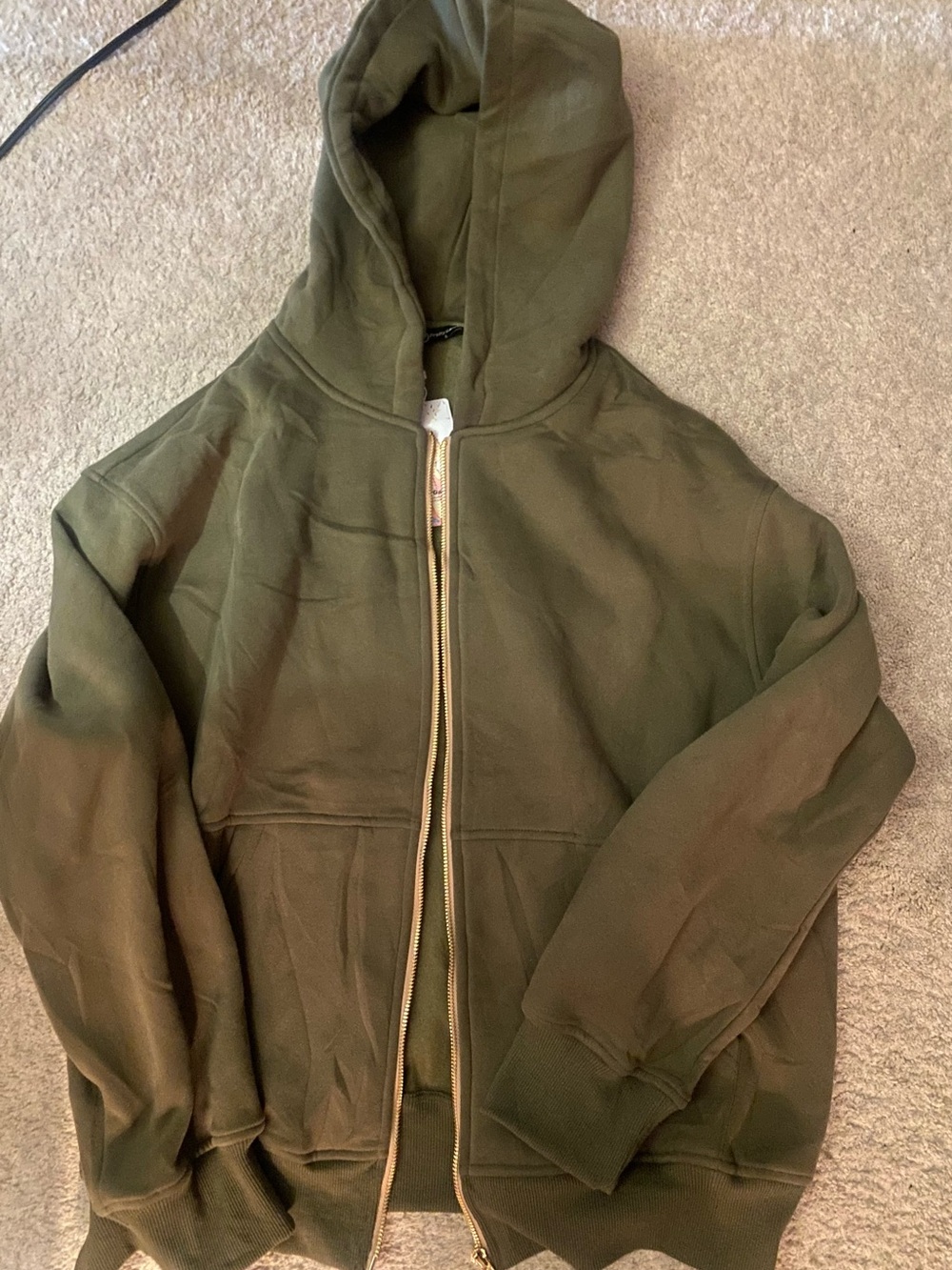 Olive Green Full-Zip Hoodie
